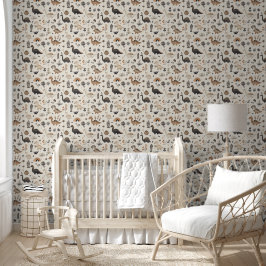 Papel Pintado Curte Brown Tan Dinosaur Pattern Baby Nursera