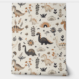 Papel Pintado Curte Brown Tan Dinosaur Pattern Baby Nursera