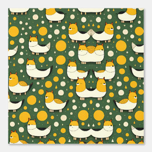 Papel Pintado Curte Fox y Circle Pattern en verde