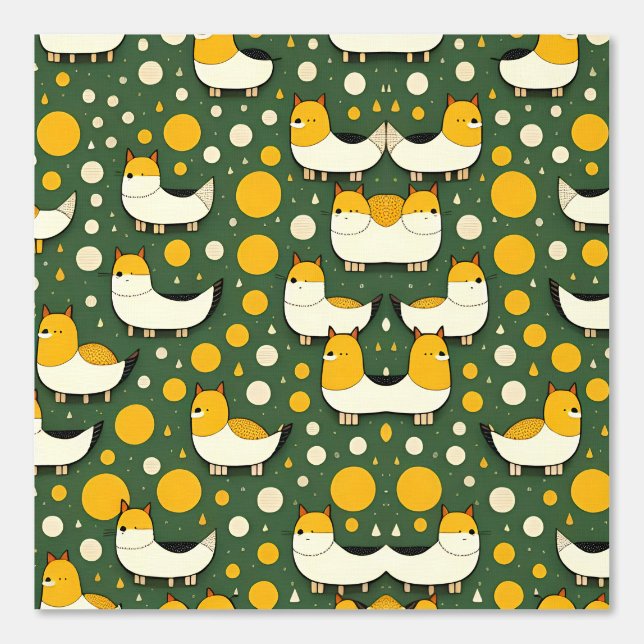 Papel Pintado Curte Fox y Circle Pattern en verde (Anverso)
