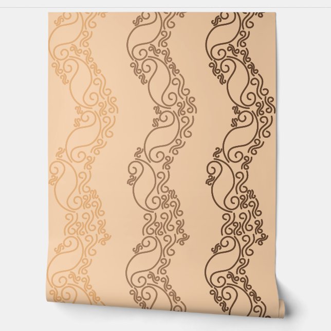 Papel Pintado Curved Ombre Stripes - Brown - Peach (Desenrollar)