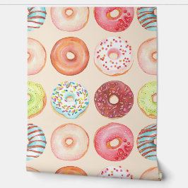 Papel Pintado Cuta acuarela Colorido de la cocina de Donuts glas