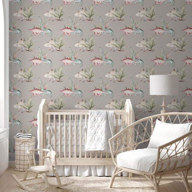 Papel Pintado Cuta acuarela Dinosaurio Selva Tropical Nursera (Niños)