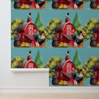 Papel Pintado Cuta negrita Personalizado Granja Rooster Barn