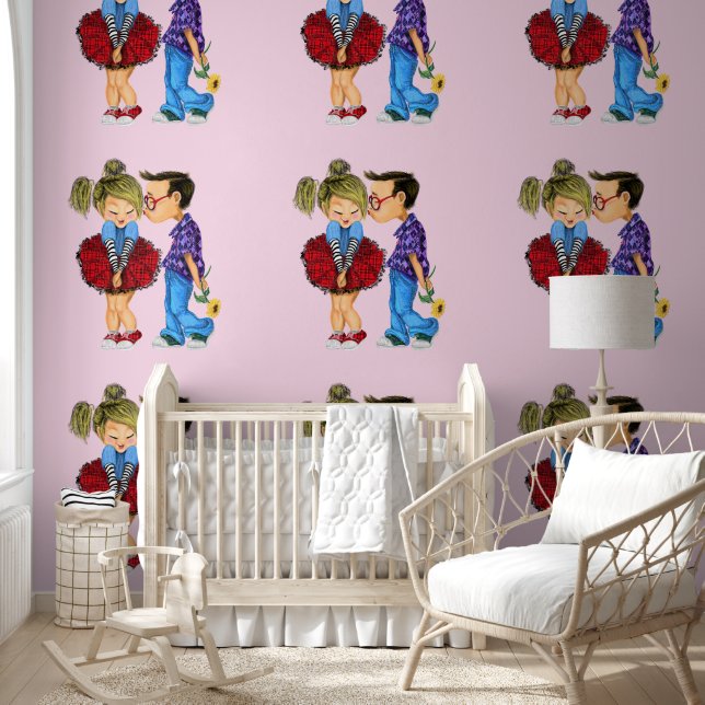 Papel Pintado Cuta pareja romántica (Niños)