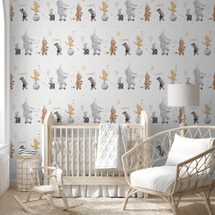 Papel Pintado Cute acuarela Safari Animal Circus White Nursery