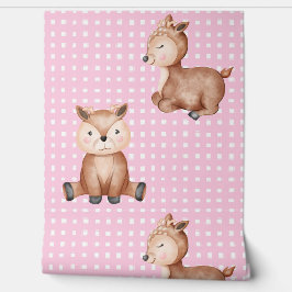 Papel Pintado Cute animals pink