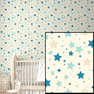 Papel Pintado Cute Aqua & Blue Stars