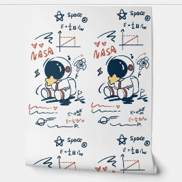 Papel Pintado  Cute Astronaut Space Cartoon Kids Room Wallpaper