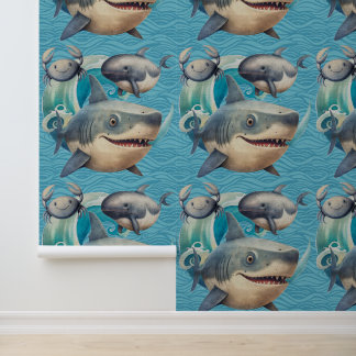 Papel Pintado Cute bajo el mar cangrejo de ballena tiburón niños