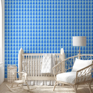 Papel Pintado Cute Blue Baby Boy Cat Patterado