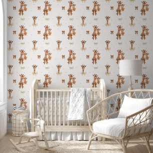 Papel Pintado Cute Boho Giraffe Pattern Bebé Niña Nursera