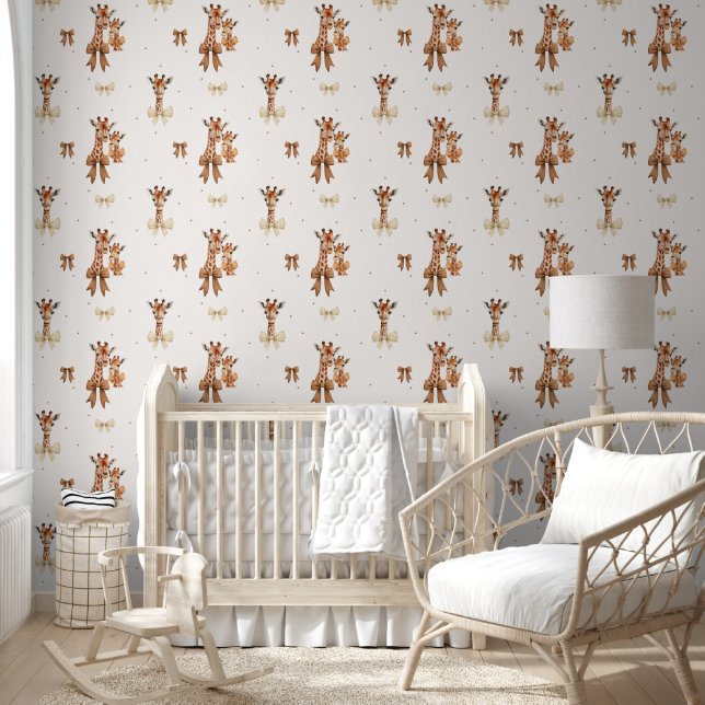 Papel Pintado Cute Boho Giraffe Pattern Bebé Niña Nursera (Niños)