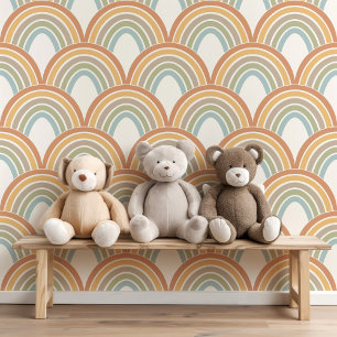 Papel Pintado Cute Boho Patrón de Concha de Arcoíris para Niños 