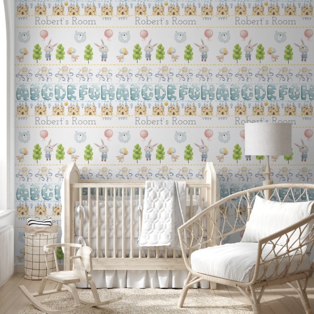 Papel Pintado Cute Bunny  Bear pastel  (Niños)