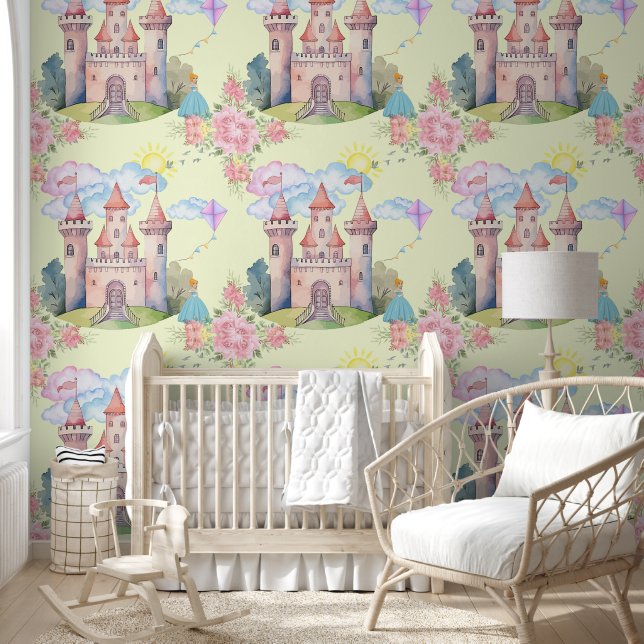 Papel Pintado Cute castle princess sky  (Niños)