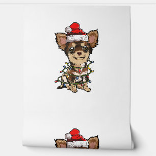 Papel Pintado Cute Chihuahua Santa Christmas Tree enciende Navid