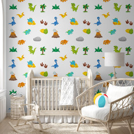 Papel Pintado Cute Colores de niños acuarela Patrón de dinosauri
