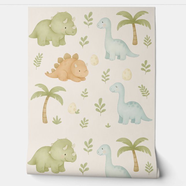 Papel Pintado Cute Dinosaur Boy Nursery Wallpaper (Desenrollar)