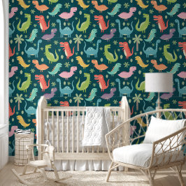 Papel Pintado Cute Dinosaur Pattern Kids Room Nursery Wallpaper