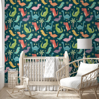 Papel Pintado Cute Dinosaur Pattern Kids Room Nursery Wallpaper