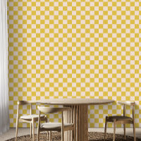 Cute Divertido moderno tablero de ajedrez amarillo