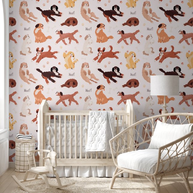 Papel Pintado Cute Dog Pattern for Your Kid Room (Niños)