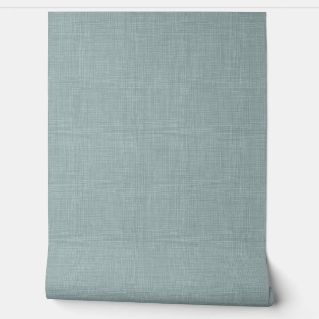 Papel Pintado Cute Dusty Teal Blue Linen Look Texture (Desenrollar)