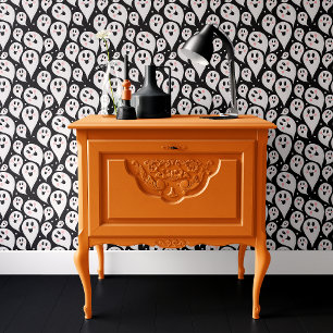 Papel Pintado Cute Fantasma Blanco y Negro Halloween