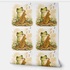 Papel Pintado Cute Frog Saxophone Pattern Wallpaper Kids