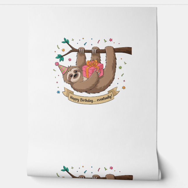 Papel Pintado Cute Funny Sloth Happy Birthday (Desenrollar)
