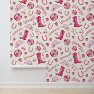 Papel Pintado Cute Girly Pink Disco Cowgirl Estética