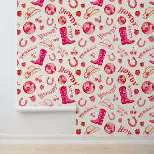 Papel Pintado Cute Girly Pink Red Disco Cowgirl Estética