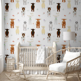 Papel Pintado Cute Goats Farm Animals Kids Bedroom Playroom