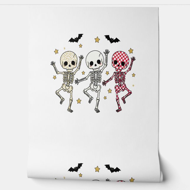Papel Pintado Cute Halloween Dancing Skeletons (Desenrollar)