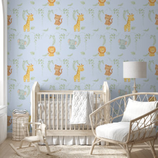 Papel Pintado Cute Jungle Animals Safari Baby Room & Playground