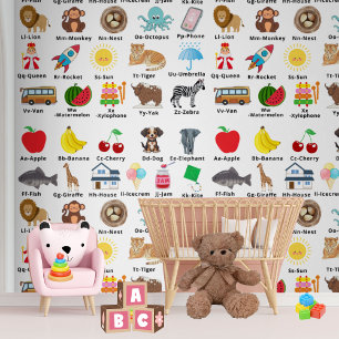 Papel Pintado Cute Kids Alphabet Learning Pattern Sala de guarde