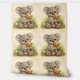 Papel Pintado Cute Koala Teddy Pattern Wallpaper Kawaii