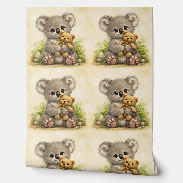 Papel Pintado Cute Koala Teddy Pattern Wallpaper Kawaii (Desenrollar)