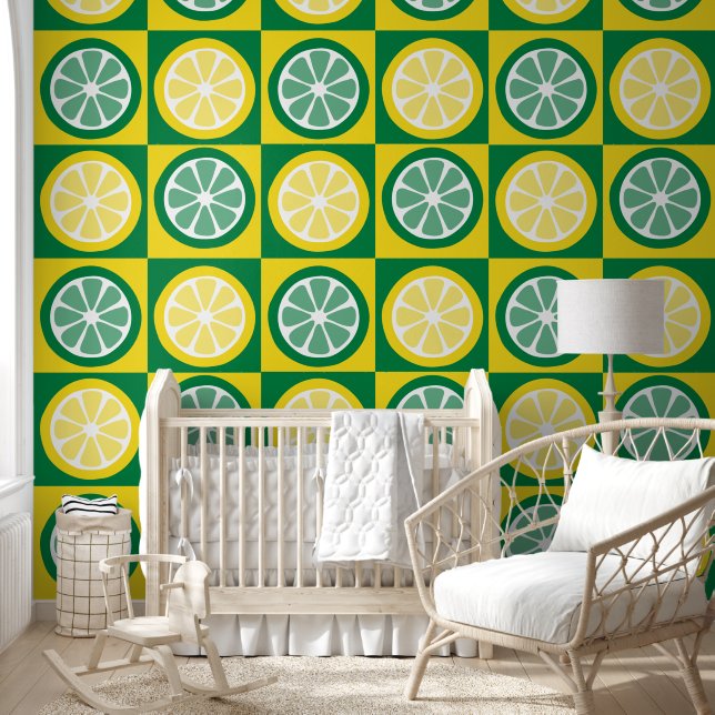 Papel Pintado Cute Lemon Patrón Fruta Niños Sala de Enfermería (Niños)