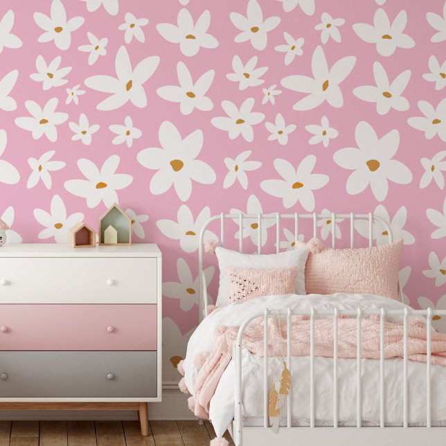 Papel Pintado Cute Little White Flower Floral (In situ - kids room)
