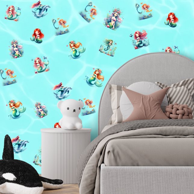Papel Pintado Cute Mermaids Temática Niños Playroom (Subido por el creador)