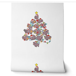 Papel Pintado Cute Moo Deng árbol de Navidad divertido bebé hipo