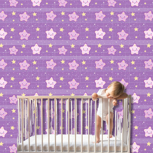 Papel Pintado Cute morado blanco kawaii estrena cuarto infantil