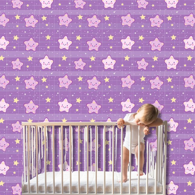 Papel Pintado Cute morado blanco kawaii estrena cuarto infantil (Subido por el creador)