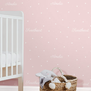 Papel Pintado Cute Nombre Personalizado Palabras Corazón Pink Ki