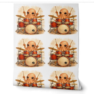 Papel Pintado Cute Octopus Drum Pattern Wallpaper Kids