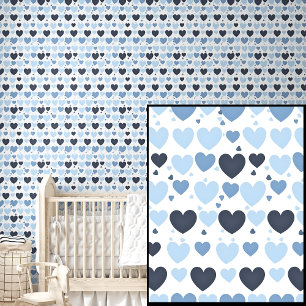 Papel Pintado Cute Pale Mid Dark Blue Love Hearts