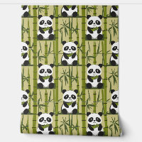 Cute Panda y decoración de paredes de bambú