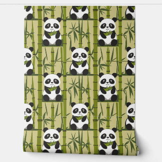 Papel Pintado Cute Panda y decoración de paredes de bambú